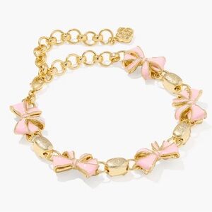 NEW Kendra Scott x LoveShackFancy Bow Delicate Chain pink Bracelet MSRP $198